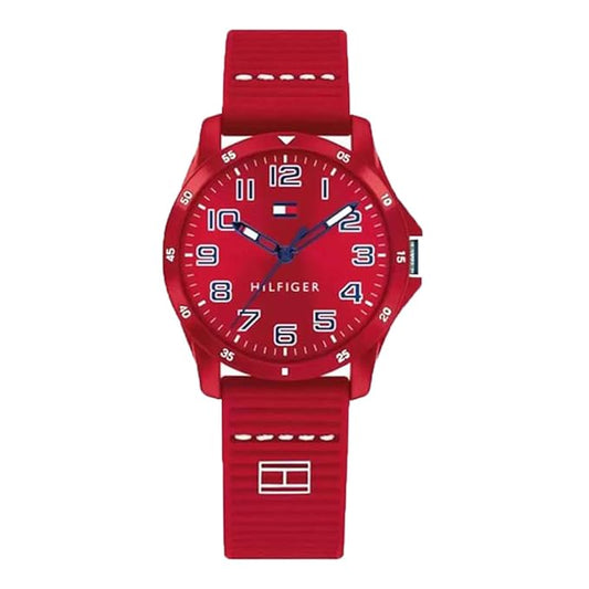 Mens 36 mm Red Dial Silicone Analog Watch