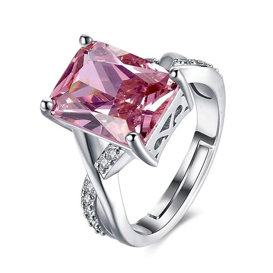 Jewels Galaxy Stylish Crystal Silver Plated Sparkling Rings For Women/Girls