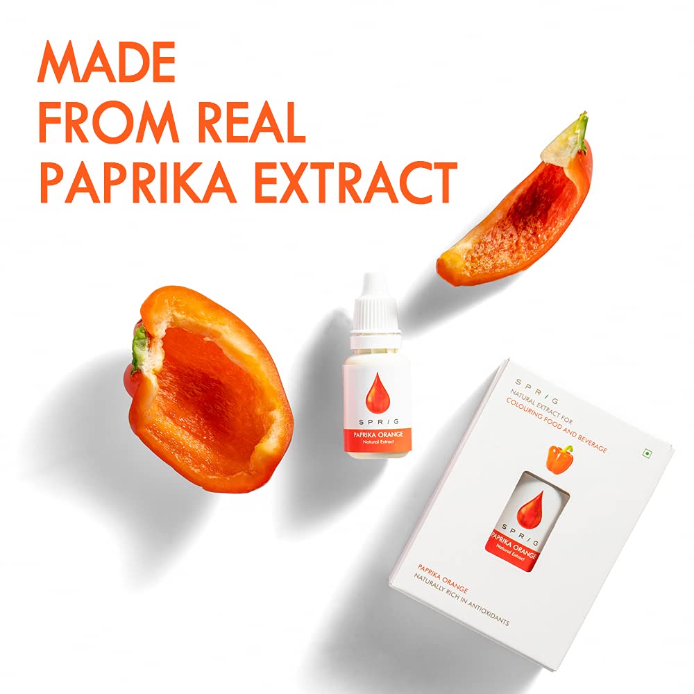 S P R I G Natural Extracts For Colouring Food And Beverage | Paprika Extract | Orange-Red Colour | 15ml