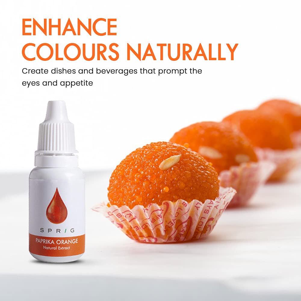 S P R I G Natural Extracts For Colouring Food And Beverage | Paprika Extract | Orange-Red Colour | 15ml