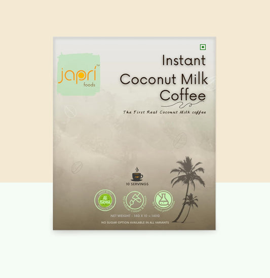 Japri instant coconut milk coffee premix | Japri Foods | 🌱Plant based coffee | Lactose free | Non-dairy coffee | Coffee | Instant coffee premix | Vegan Coffee Premix 14g x 10 sachets (140g)