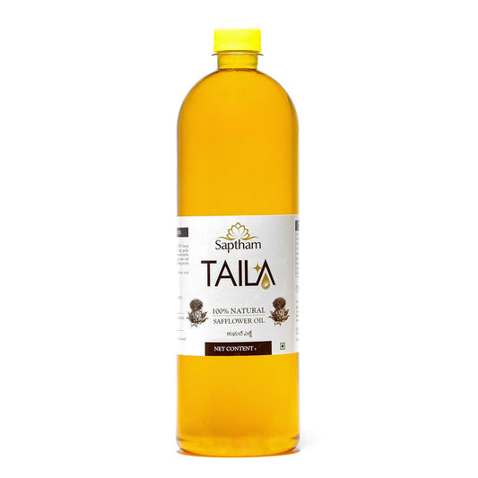 Saptham 100% Natural Cold pressed Safflower Oil- 5L |Pure, Natural & Unrefined Oil| Free of Parabens and Chemicals| Good for Heart Health| Pure and Natural