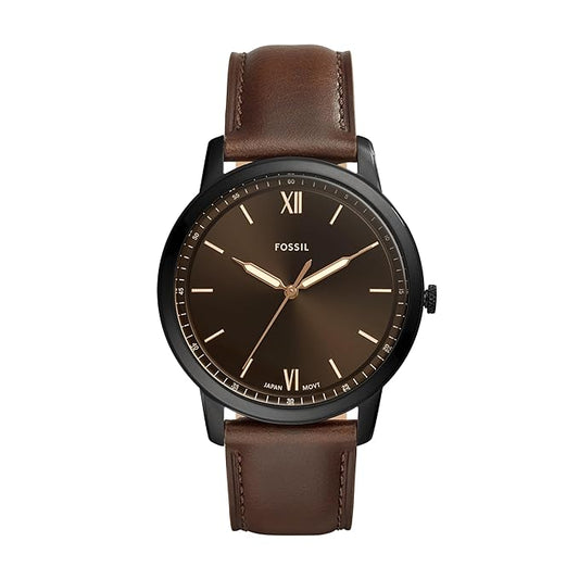 Leather Analog Black Dial Men
