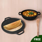 CASTrong Thick Cast Iron 25.4cm Kadai+30.2cm Tawa+Free ₹110 Spatula,Kitchen set for Home, Pre-seasoned,100% Pure,Toxin-free