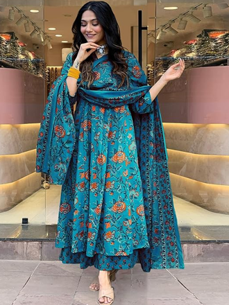 Printed Kurta with Palazzo & Dupatta