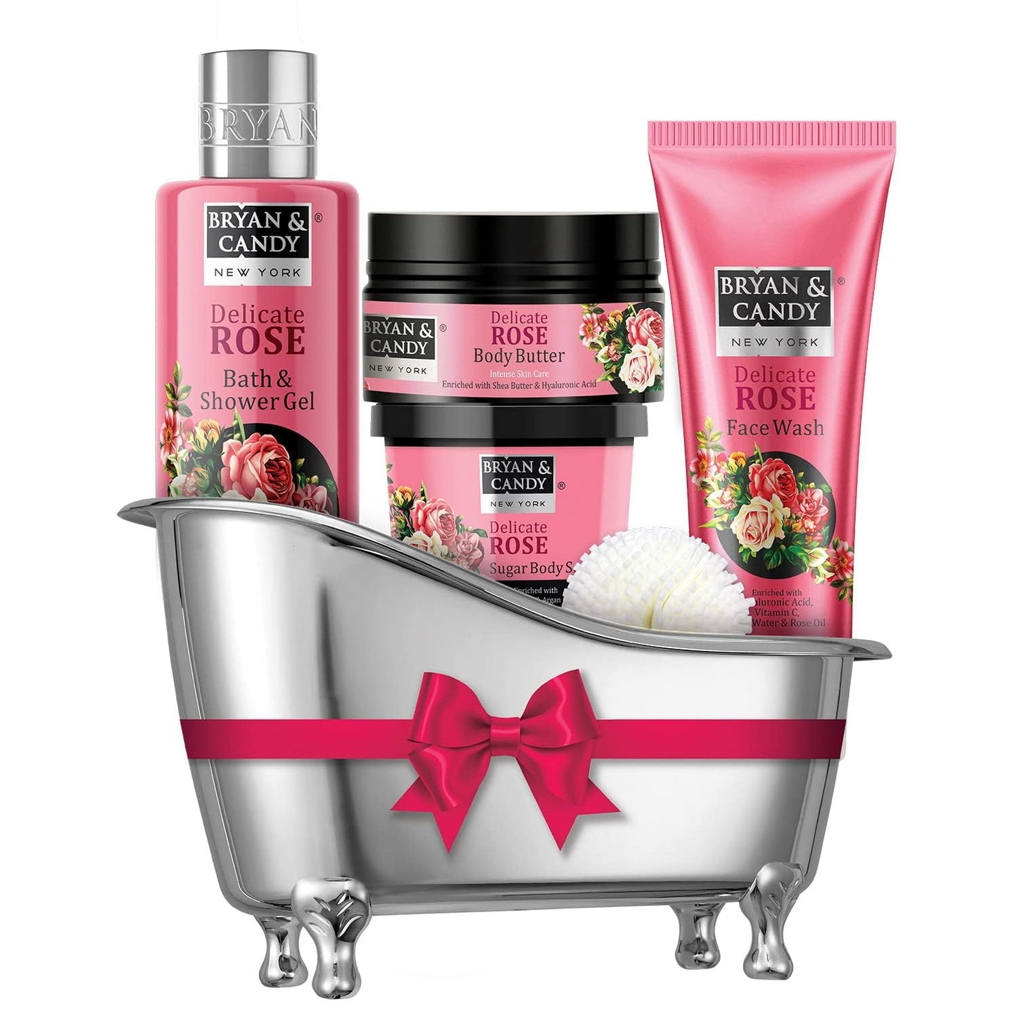 Bryan & Candy Delicate Rose Tub Kit Gift Set For Women, Luxurious Spa Experience at home