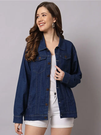 FUNDAY FASHION Women Solid Denim Jacket