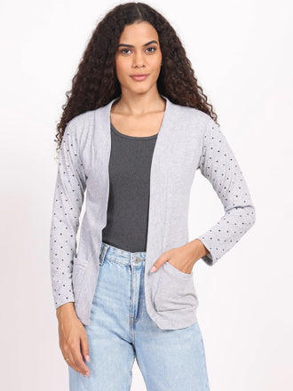 DASPRATION Women Jacket Style Full Sleeve Grey Shrug