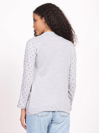 DASPRATION Women Jacket Style Full Sleeve Grey Shrug