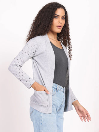 DASPRATION Women Jacket Style Full Sleeve Grey Shrug