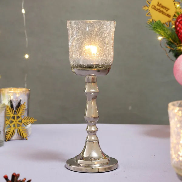 Festive Glass T-Light/Candle Stand (Set of 2)